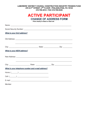 Laborers' Pension Fund Change of Address Form