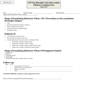 CPI Non-Harmful Crisis Intervention Tracking Form