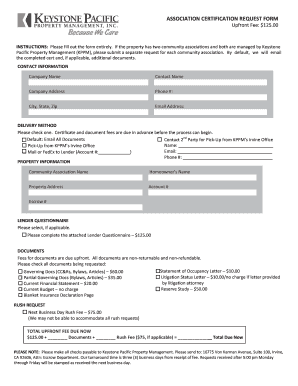 Community Association Certification Request Form