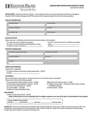 Association Certification Request Form