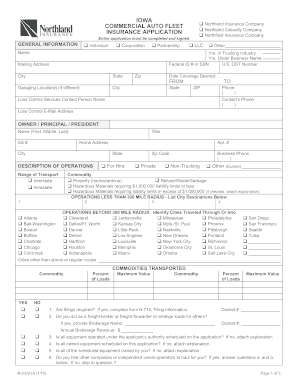 Iowa Commercial Auto Fleet Insurance Application
