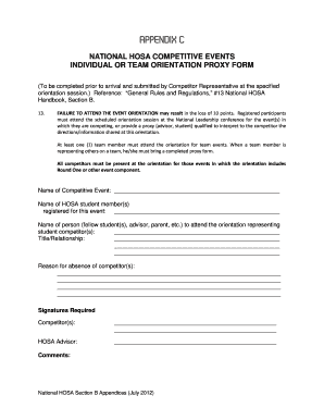National HOSA Competitive Events Proxy Form