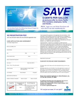 Aloha Petroleum Affinity Gas Discount Program Application