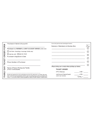 Family Day Ticket Order Form
