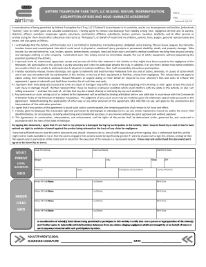 Airtime Trampoline Park Waiver and Release Form
