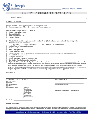 Student Registration Checklist