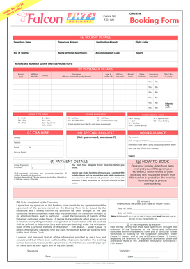 Falcon Holidays Booking Form