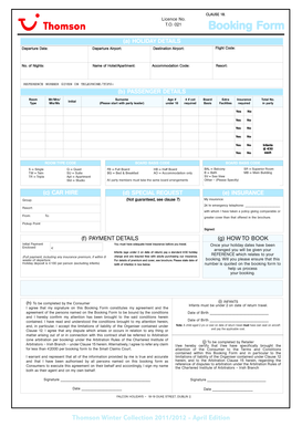 T.O. 021 Holiday Booking Form