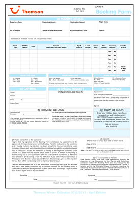 T.O. 021 Booking Form