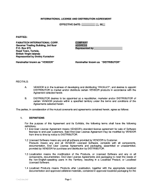 International License and Distribution Agreement