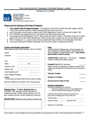 Jordan Visa Application Form