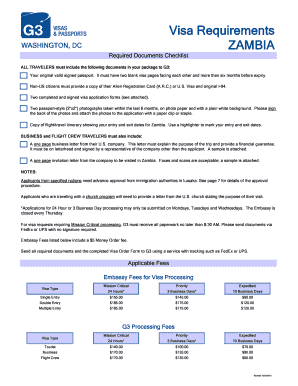 Zambia Visa Application Form
