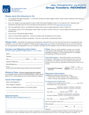 Indonesia Visa Application Cover Sheet