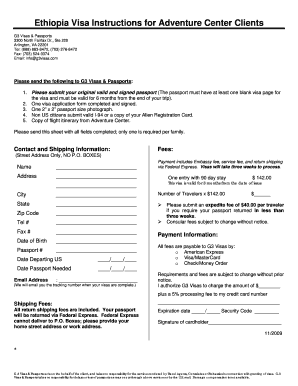 Ethiopia Visa Application Form