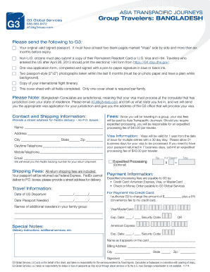 Bangladesh Visa Application Cover Sheet