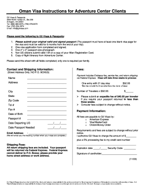 Oman Visa Application Form