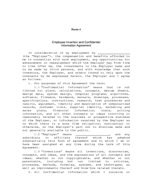 Employee Invention and Confidential Information Agreement