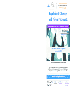 ALI-ABA Regulation D Offerings and Private Placements Registration Form