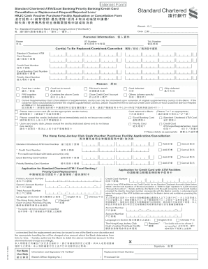 Standard Chartered Card Cancellation or Replacement Form