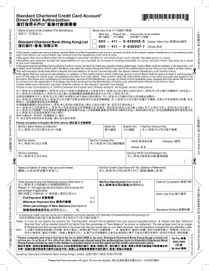 Standard Chartered Credit Card Direct Debit Authorization