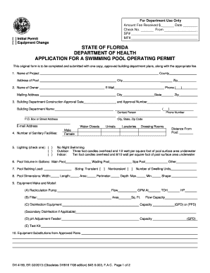 Florida Swimming Pool Operating Permit Application