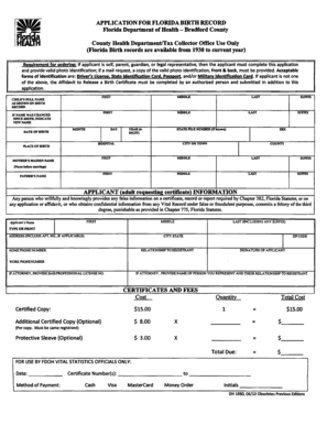 Florida Birth Record Application