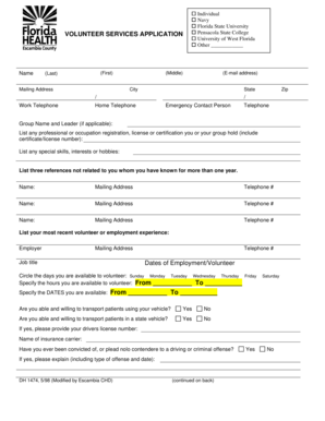 Florida Volunteer Services Application