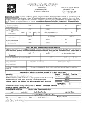 Florida Birth Record Application