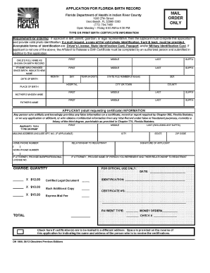 Florida Birth Record Application