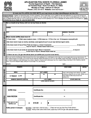 Florida Death Certificate Application