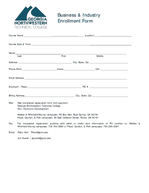 Georgia Northwestern Technical College Enrollment Form