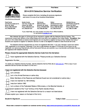 Selective Service Verification Form