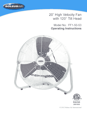 Soleus Air High Velocity Fan Operating Instructions