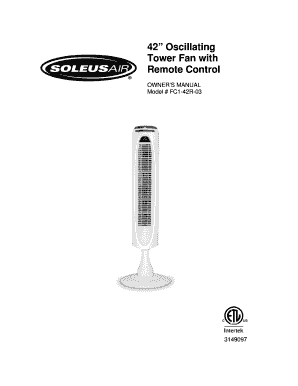42 Inch Oscillating Tower Fan Owner's Manual