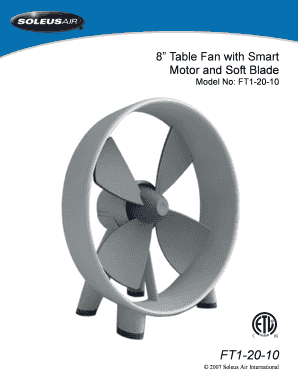 Soleus Air Table Fan Owner's Manual