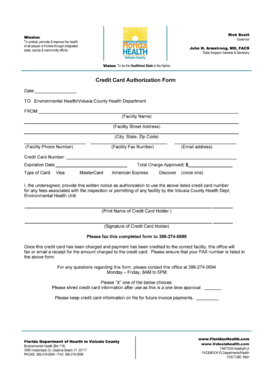 Florida Credit Card Authorization Form