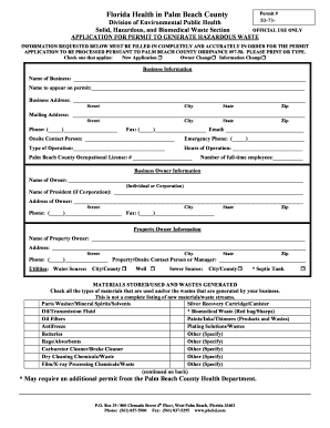 Hazardous Waste Generator Permit Application