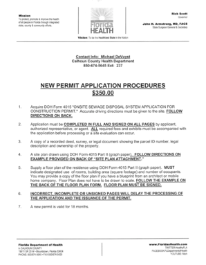 Florida Onsite Sewage Disposal System Application