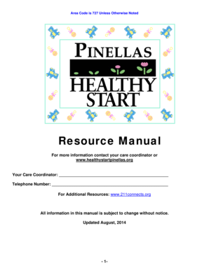 Healthy Start Pinellas Resource Manual
