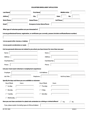 Volunteer Enrollment Application