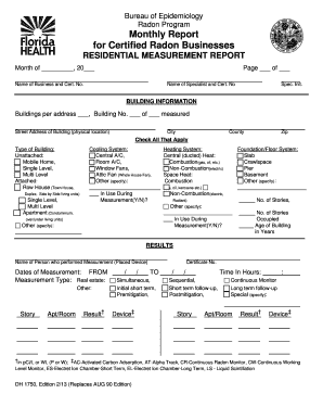 Residential Radon Measurement Report