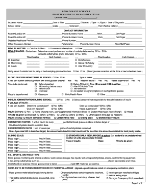 Diabetes Medical Management Plan