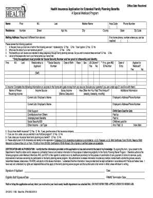 Health Insurance Application for Extended Family Planning Benefits