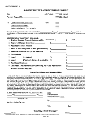 Subcontractor's Application for Payment