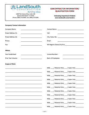Subcontractor Qualification Form