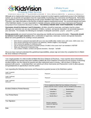 KidsVision System Access Form