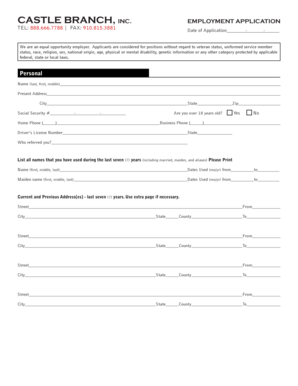 Castle Branch Employment Application