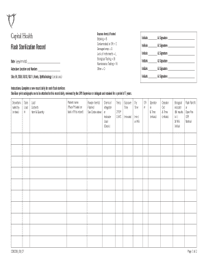 Flash Sterilization Record Form