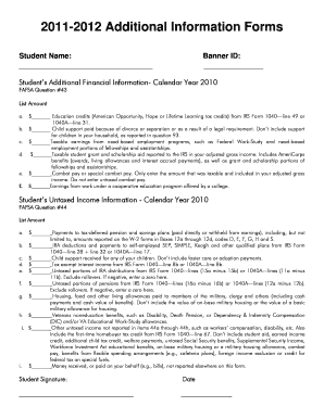 2011-2012 Additional Information Form