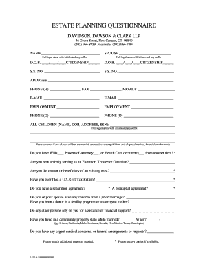 Estate Planning Questionnaire